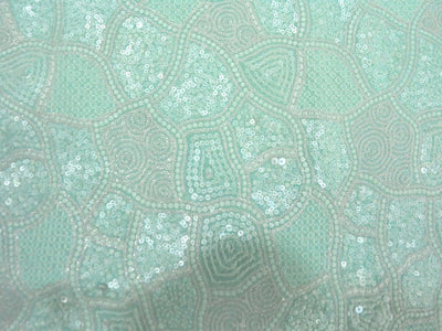 Sky Blue Pure Viscose Georgette With Sequins Embroidered Fabric