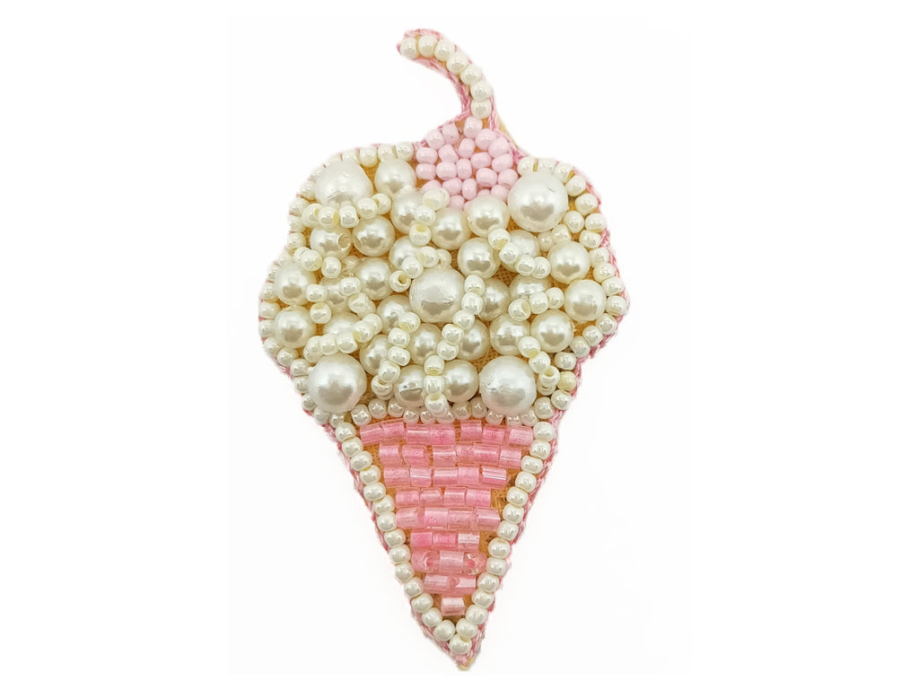 Cream & Pink Ice-Cream Beaded Motifs