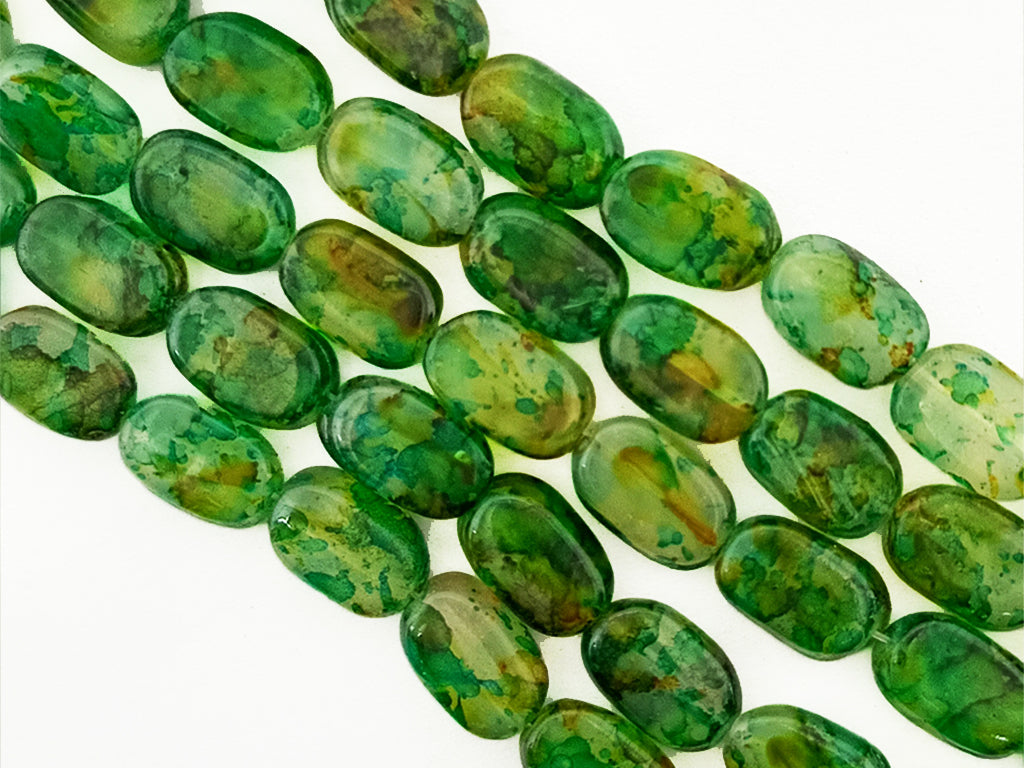 Multicolor Spotted Oval Designer Glass Beads