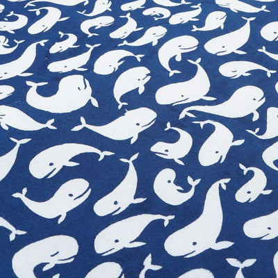 Navy Blue Quirky Printed Cotton Rayon Fabric