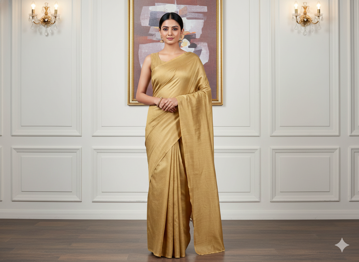 Golden Plain Bangalore Raw Silk Fabric  (Wholesale)