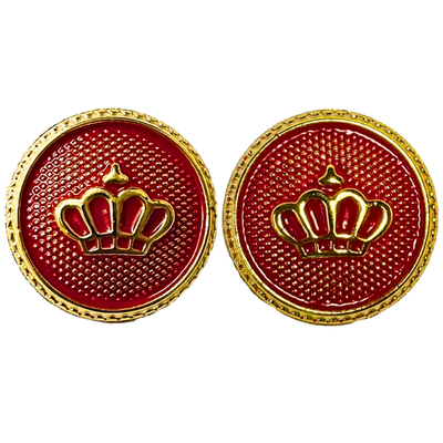 Red & Golden King’s & Queen’s Favourite Crown Design Round Shank Plastic Button Red and Golden Colour for Coat, Suit, Blazer, Sherwani, Nehru Jacket and for all Types of Clothes