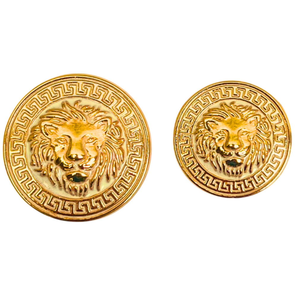 Golden Lion Face Antique Design Round Shank Metal Button