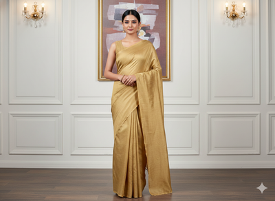 गोल्डन प्लेन बैंगलोर रॉ सिल्क फैब्रिक