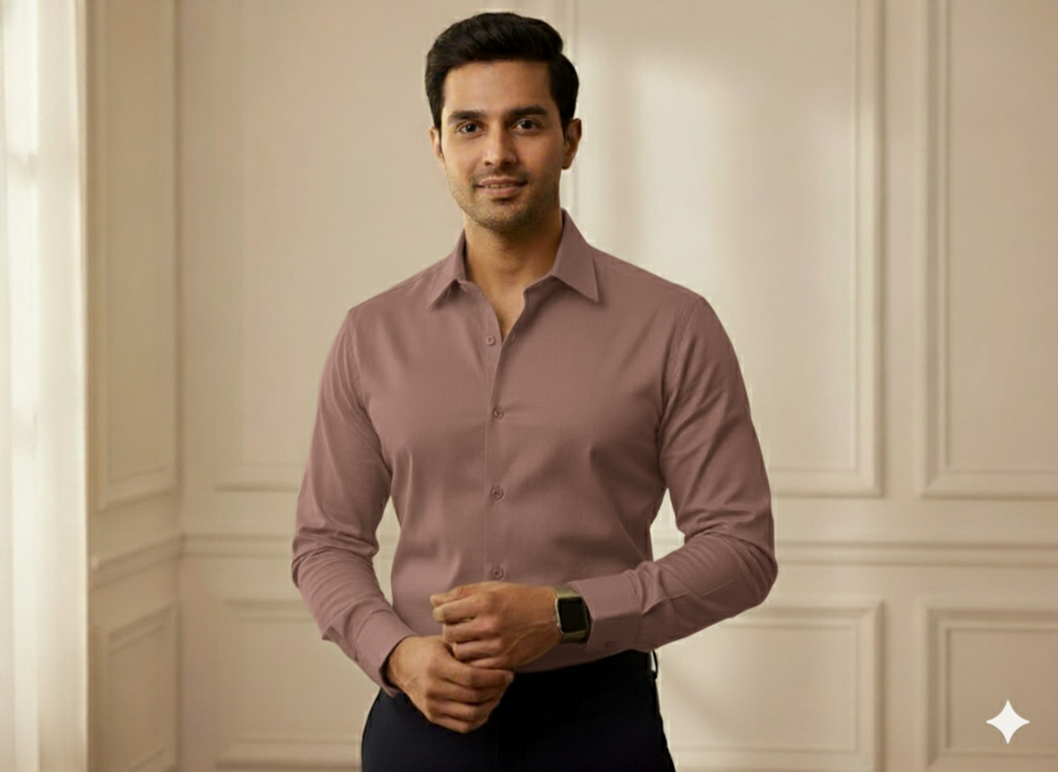 कारमेल ब्राउन सादा ग्लेज्ड कॉटन फ़ैब्रिक