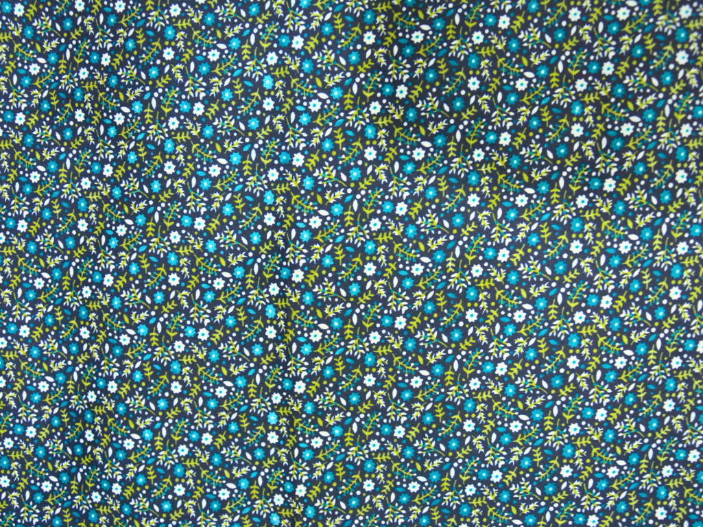 Dark Blue Floral Digitally Printed Butter Crepe Fabric