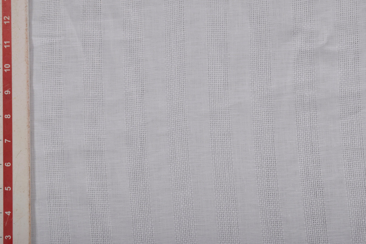 Precut 0.5 Metre White Stripes Linen Dobby Fabric