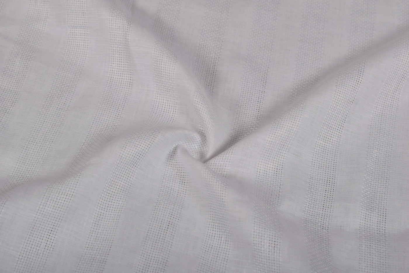 Precut 0.5 Metre White Stripes Linen Dobby Fabric