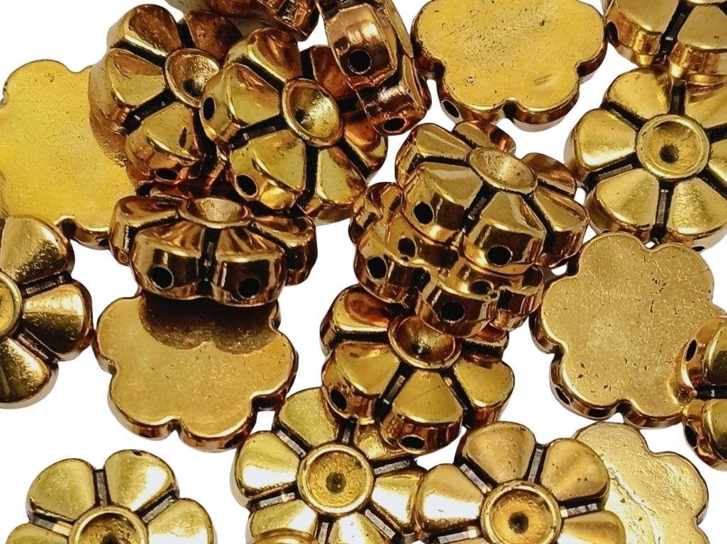 Golden Flower Zari Acrylic Beads