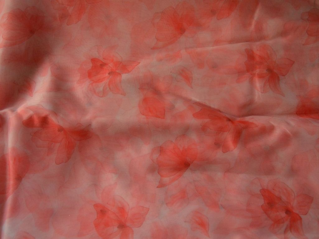 White Floral Digital Printed Liquid Organza Fabric