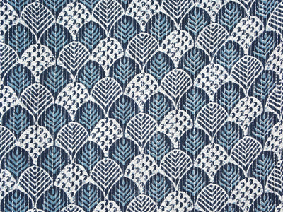 White & Blue Abstract Pure Cotton Kantha Fabric