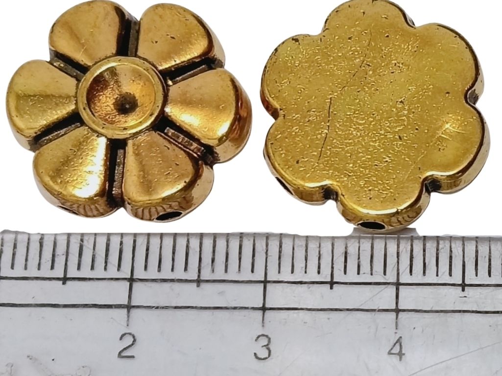 Golden Flower Zari Acrylic Beads