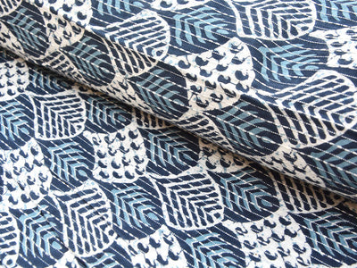 White & Blue Abstract Pure Cotton Kantha Fabric