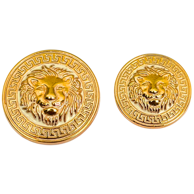 Golden Lion Face Antique Design Round Shank Metal Button