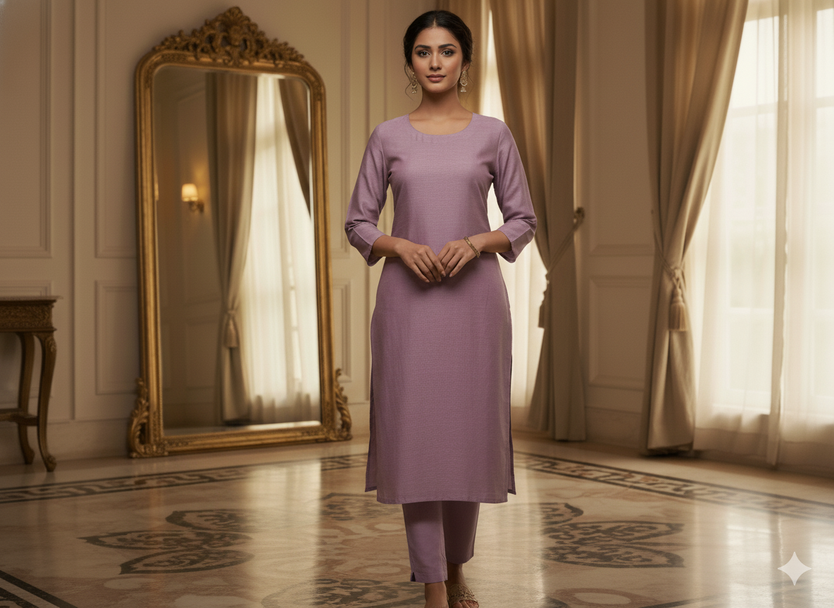 हीदर पर्पल प्लेन ग्लेज्ड कॉटन फ़ैब्रिक (थोक)