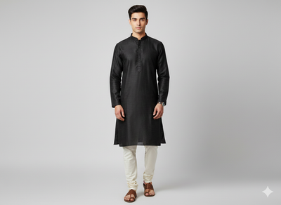 Black Plain Bangalore Raw Silk Fabric  (Wholesale)