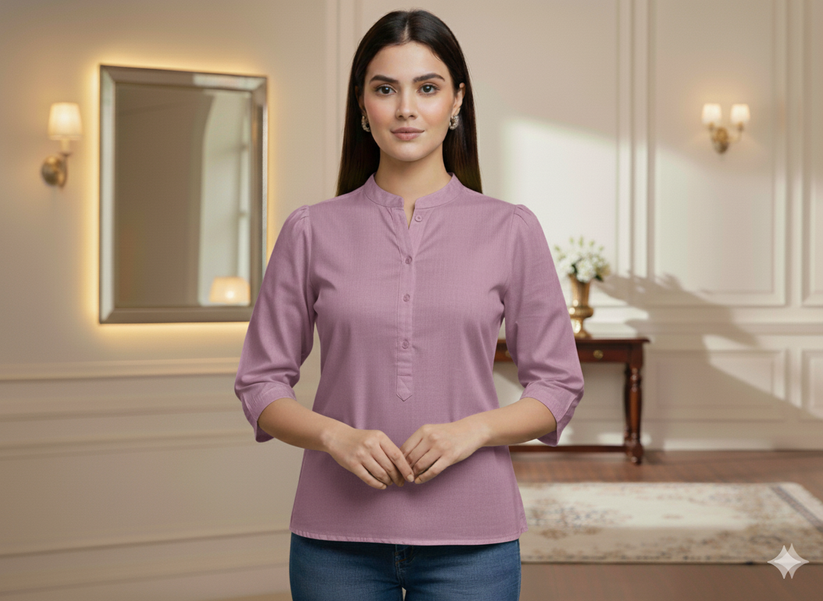 हीदर पर्पल प्लेन ग्लेज्ड कॉटन फ़ैब्रिक