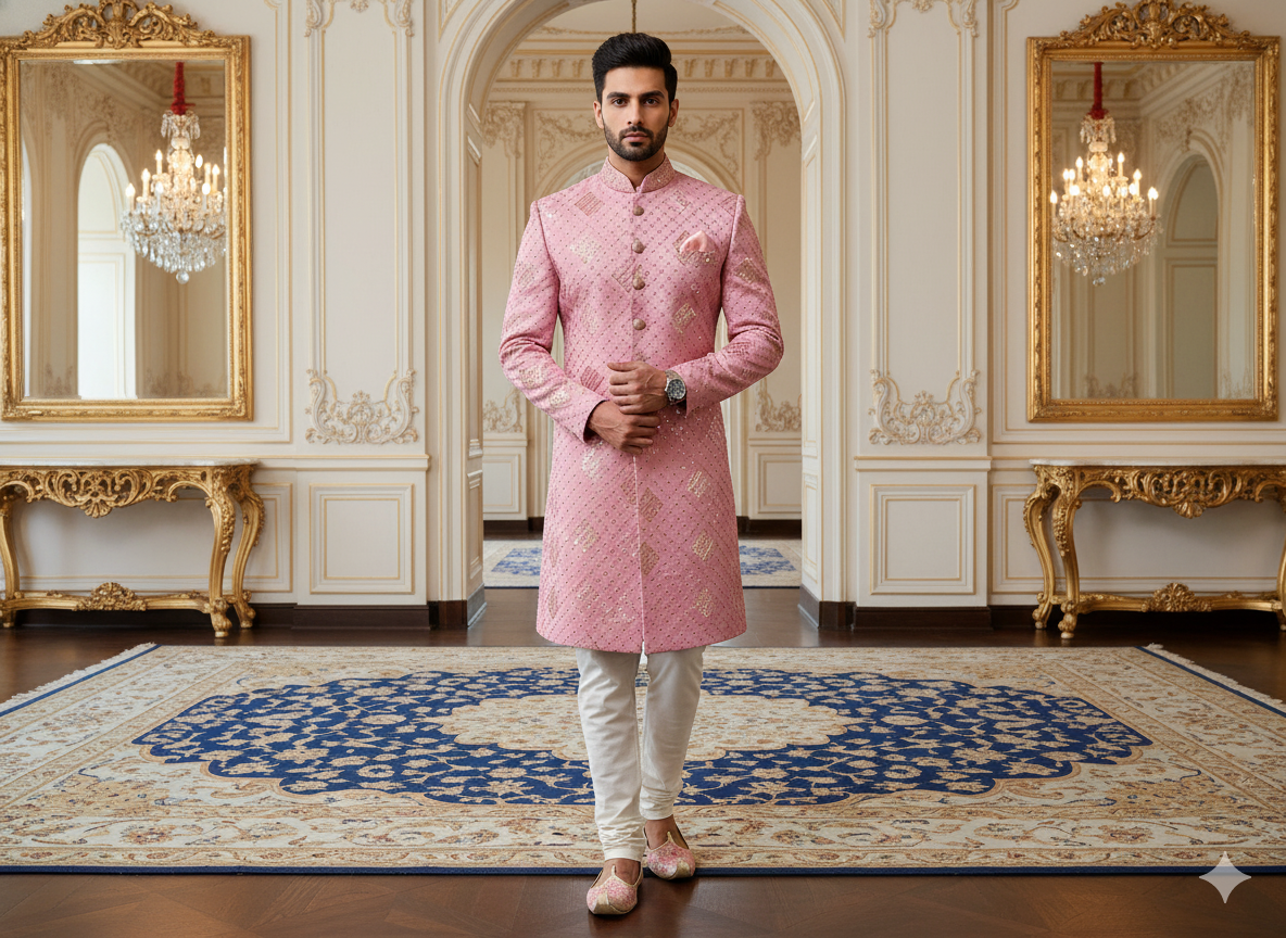 बकाइन गुलाबी धातुई सेक्विन कढ़ाई मलाई साटन कपड़ा