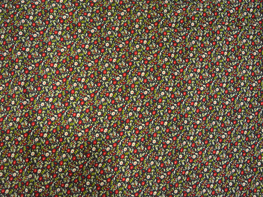 Black Floral Digitally Printed Butter Crepe Fabric