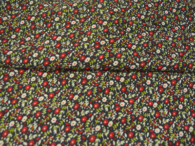 Black Floral Digitally Printed Butter Crepe Fabric