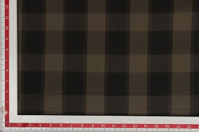 Precut of 2 Meters of Olive Green & Black Checks Cotton Herringbone Yarn Dyed Fabric