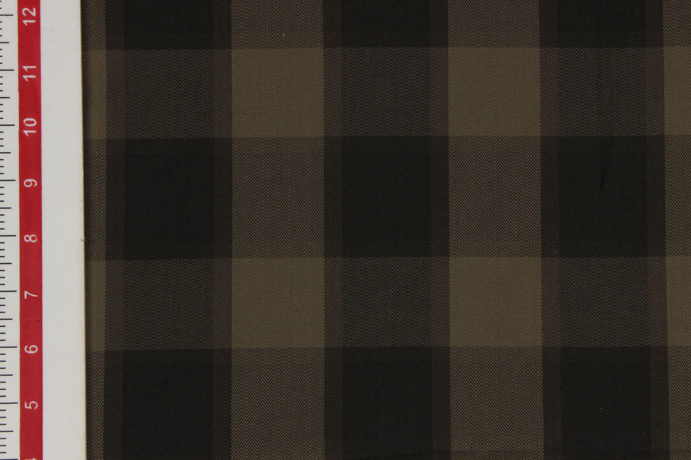 Precut of 2 Meters of Olive Green & Black Checks Cotton Herringbone Yarn Dyed Fabric