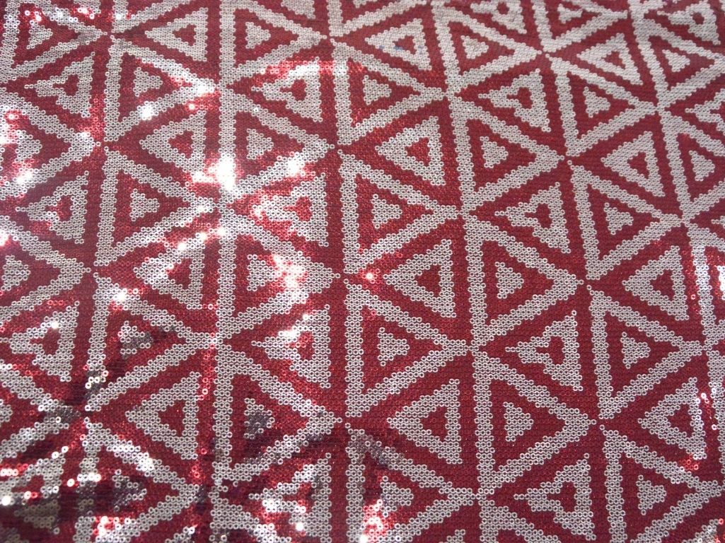 Maroon Faux Poly Georgette With Sequins Embroidered Fabric