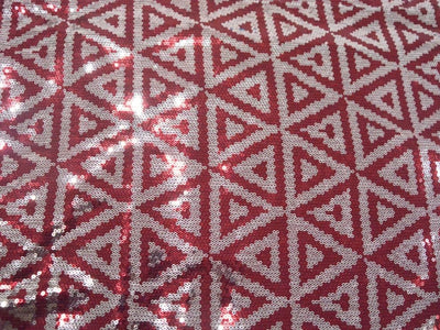 Maroon Faux Poly Georgette With Sequins Embroidered Fabric
