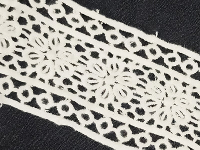 White Dyeable Greige Design LAN Cotton Crochet Laces