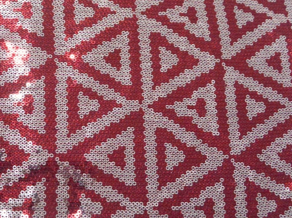 Maroon Faux Poly Georgette With Sequins Embroidered Fabric