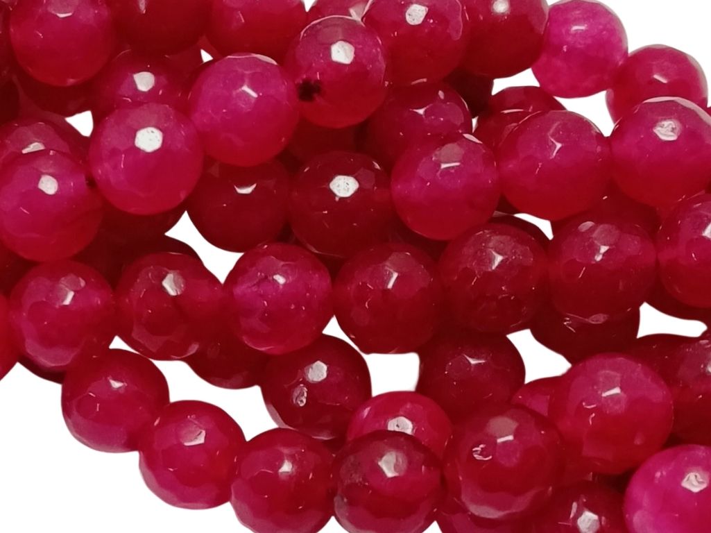 Hot Pink Green 8 mm Rondelle Jade Quartz Stones