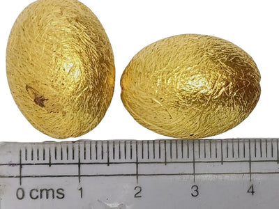 Golden Oval Zari Acrylic Beads