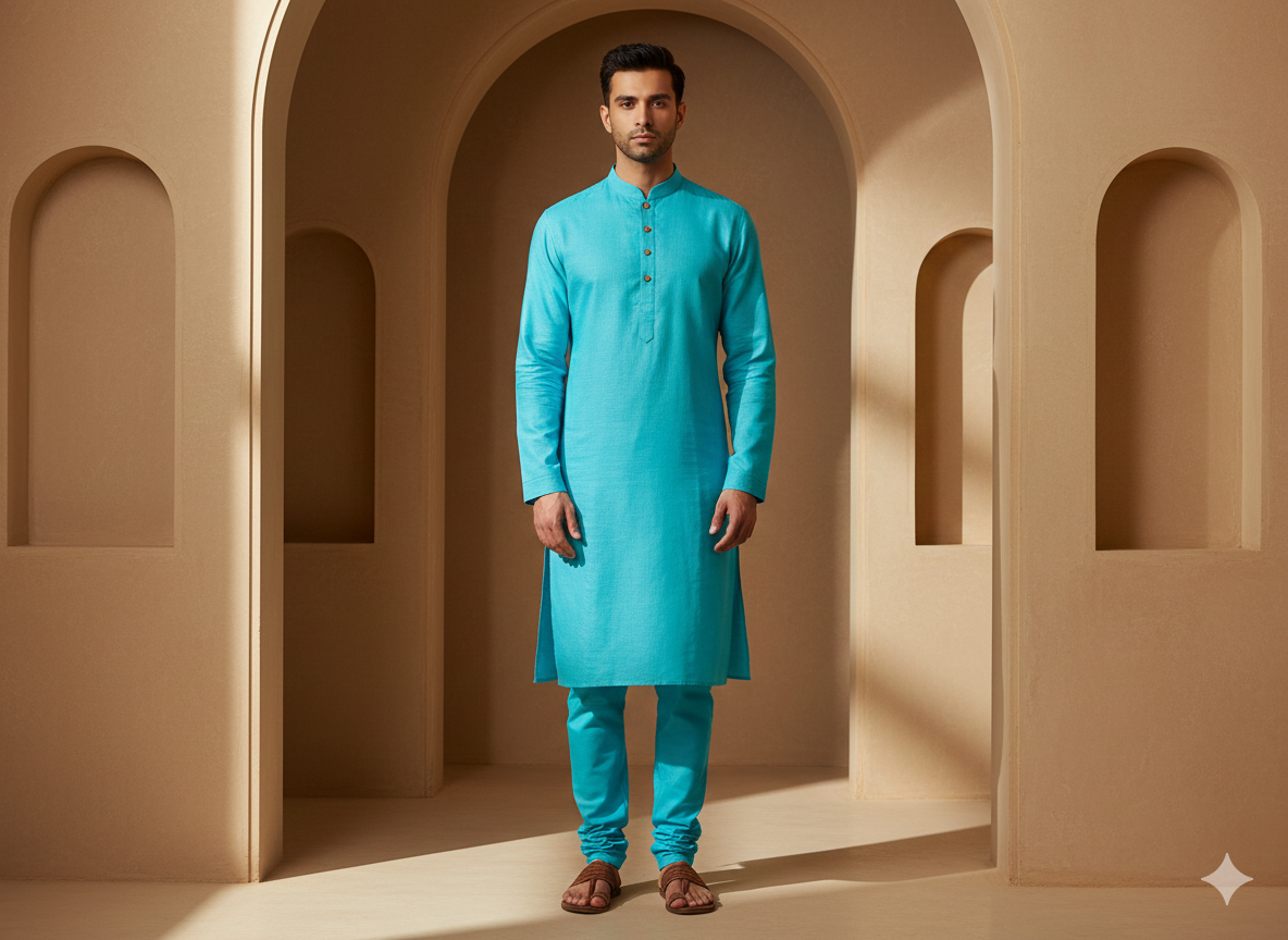 चमकीला नीला सूती लिनन कपड़ा