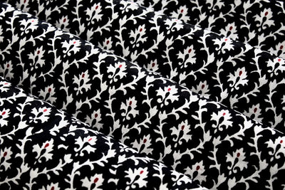 Black Floral Printed Pure Cotton Fabric