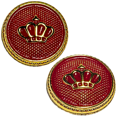 Red & Golden King’s & Queen’s Favourite Crown Design Round Shank Plastic Button Red and Golden Colour for Coat, Suit, Blazer, Sherwani, Nehru Jacket and for all Types of Clothes