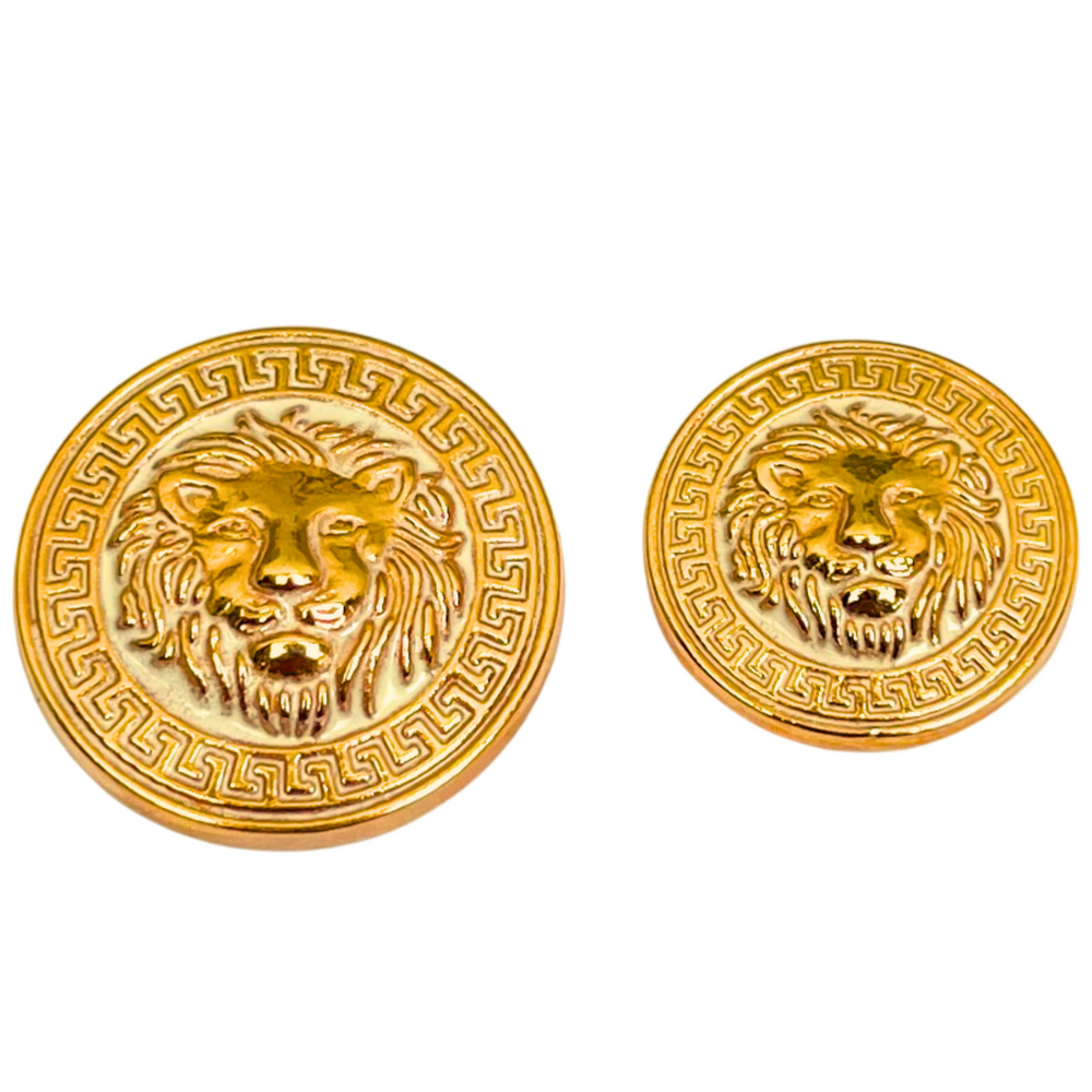 Golden Lion Face Antique Design Round Shank Metal Button