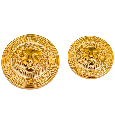Golden Lion Face Antique Design Round Shank Metal Button