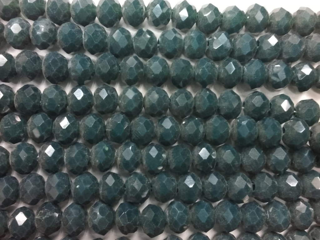 Deep Green Tyre Crystal Glass Beads- 6 mm (Wholesale