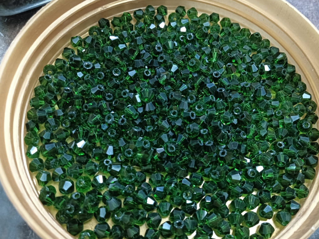 Dark Green Lustre Bicone Crystal Glass Beads (Wholesale)