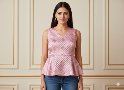 बकाइन गुलाबी धातुई सेक्विन कढ़ाई मलाई साटन कपड़ा