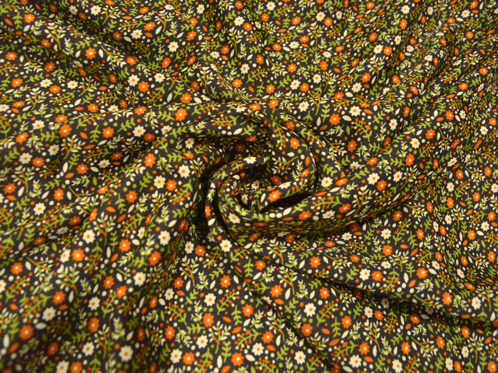 Mahndi Green Floral Digitally Printed Butter Crepe Fabric