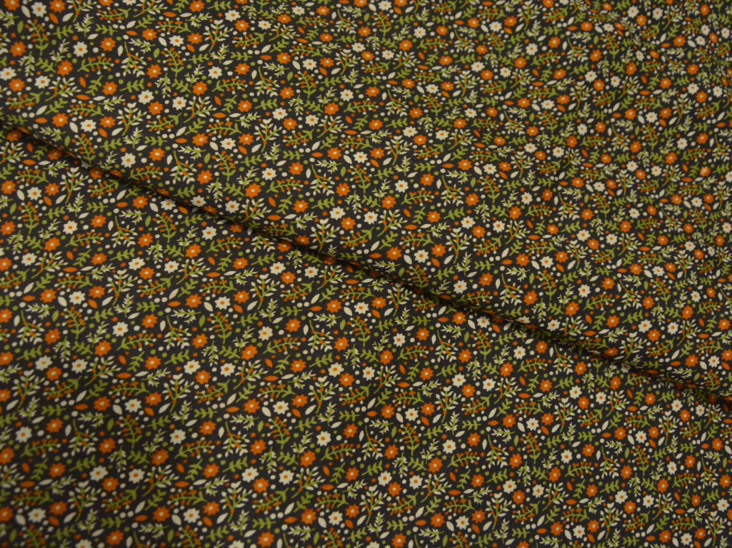 Mahndi Green Floral Digitally Printed Butter Crepe Fabric