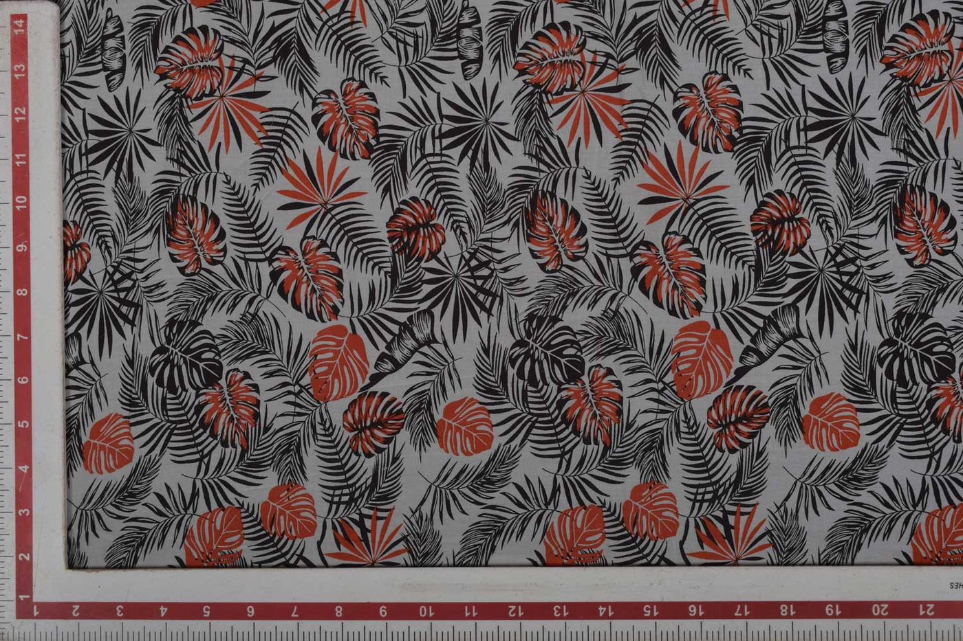 Gray & Orange Floral Viscose Modal Fabric