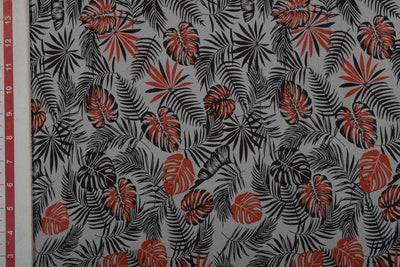 Gray & Orange Floral Viscose Modal Fabric