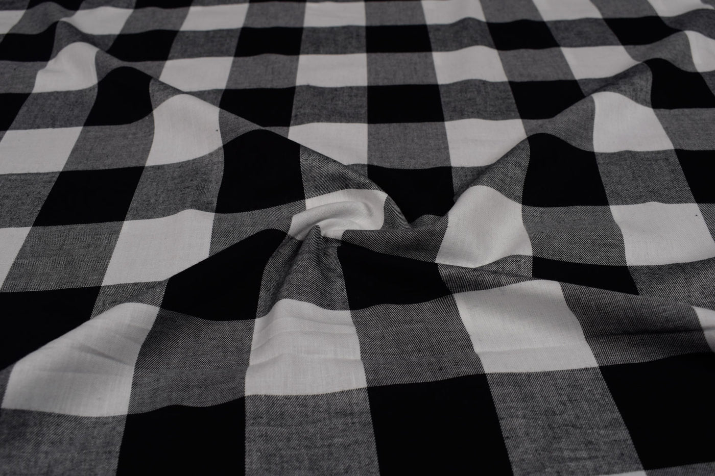 Black & White Checks Cotton Yarn Dyed Brushed Fabric