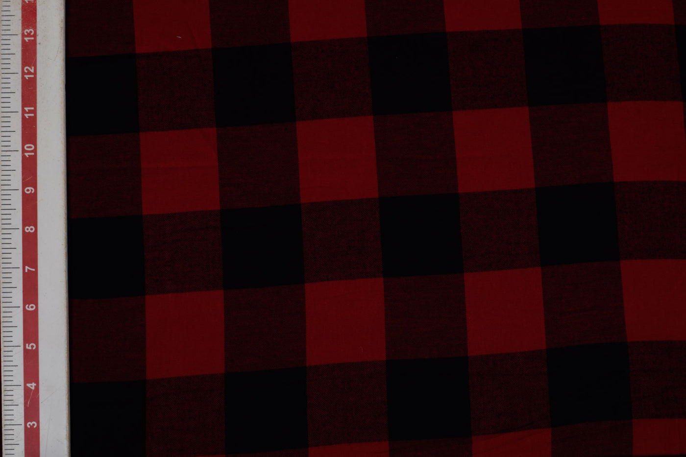 Black & Red Checks Cotton Yarn  Dyed Brushed Twill Fabric