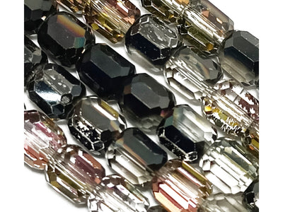 Multicolor Faceted Cuboid Crystal Beads