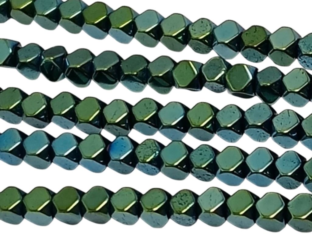 Sea Green Cubic Haemetite Metal Beads