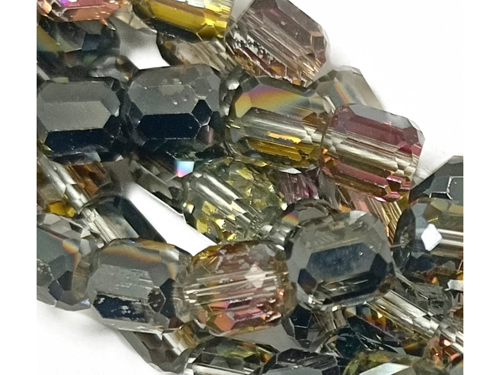 Multicolor Faceted Cuboid Crystal Beads