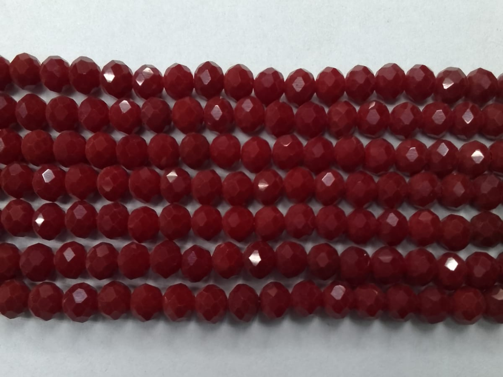 Maroon Tyre Crystal Glass Beads- 6 mm (Wholesale